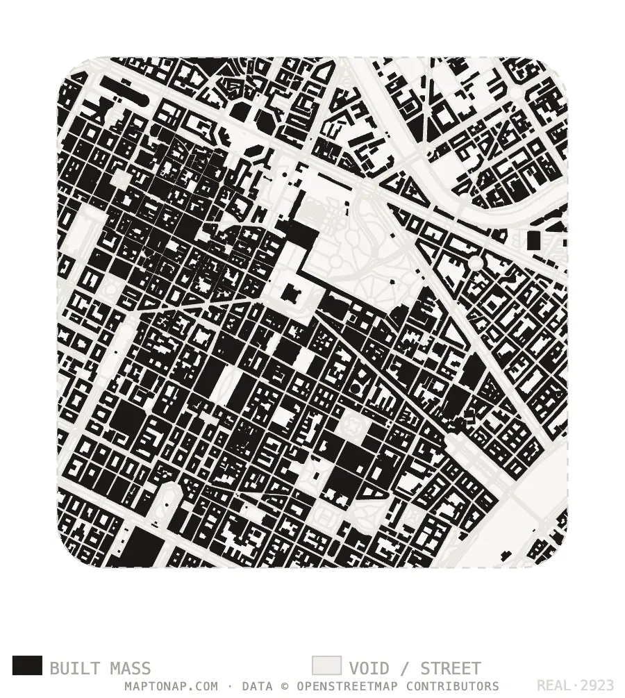 Figure ground plan of Torino Centro